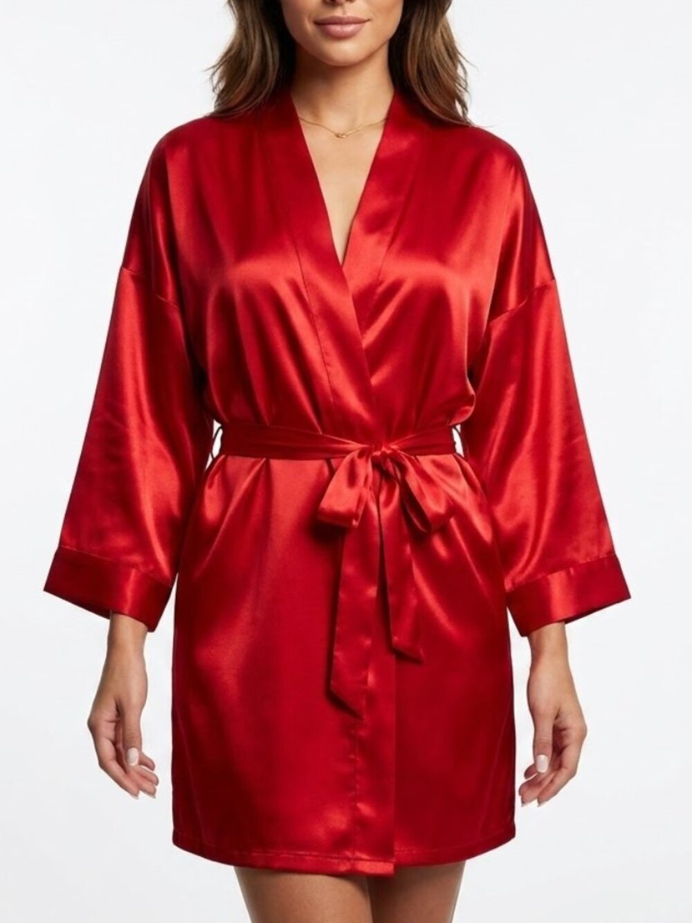 Kristine Tyler Vintage Red Satin Robe Whimsigoth Coquette Kimono Duster OS